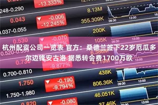 杭州配资公司一览表 官方：桑德兰签下22岁厄瓜多尔边锋安古洛 据悉转会费1700万欧